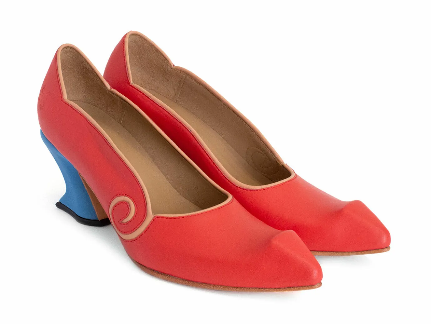 Fluevog Shoes Clara | Leather Swirl Pump Red Best Sale
