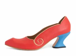 Fluevog Shoes Clara | Leather Swirl Pump Red Best Sale