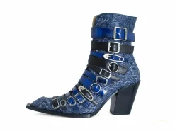 Fluevog Shoes Conceptual Cookie | Zip-Up Ankle Boot With Buckles Blue Store