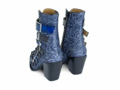 Fluevog Shoes Conceptual Cookie | Zip-Up Ankle Boot With Buckles Blue Store