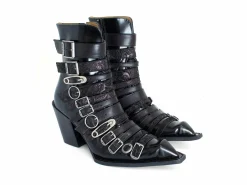 Fluevog Shoes Conceptual Cookie | Zip-Up Ankle Boot With Buckles Black Best
