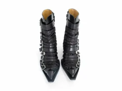 Fluevog Shoes Conceptual Cookie | Zip-Up Ankle Boot With Buckles Black Best