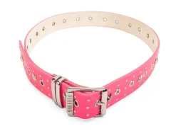 Fluevog Shoes Croft Belt | Star-Studded Leather Belt Hot Pink Flash Sale