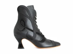Fluevog Shoes De La Cruz | Embroidered Lace-Up Boot Black Flash Sale