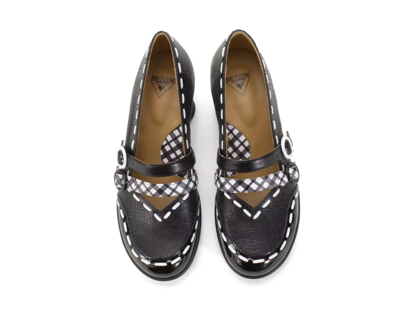 Fluevog Shoes Decisive | Double-Strap Mary Jane Black/White Best Sale