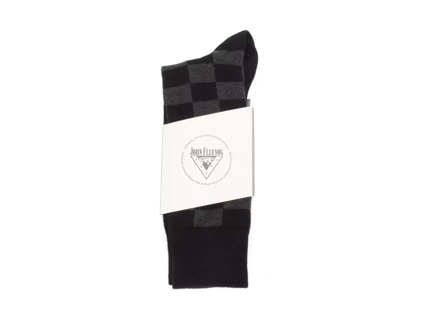 Fluevog Shoes Diego Vog Socks | Checkered Sock Black/Grey Cheap