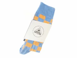 Fluevog Shoes Diego Vog Socks | Checkered Sock Orange/Blue New