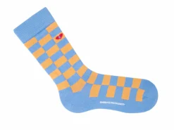 Fluevog Shoes Diego Vog Socks | Checkered Sock Orange/Blue New
