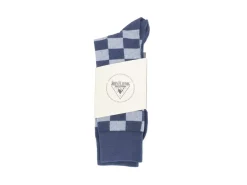 Fluevog Shoes Diego Vog Socks | Checkered Sock Blue Combo Fashion
