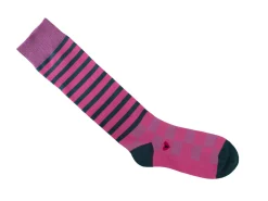 Fluevog Shoes Domino Vog Socks | Striped And Checkered Sock Pink/Blue Best