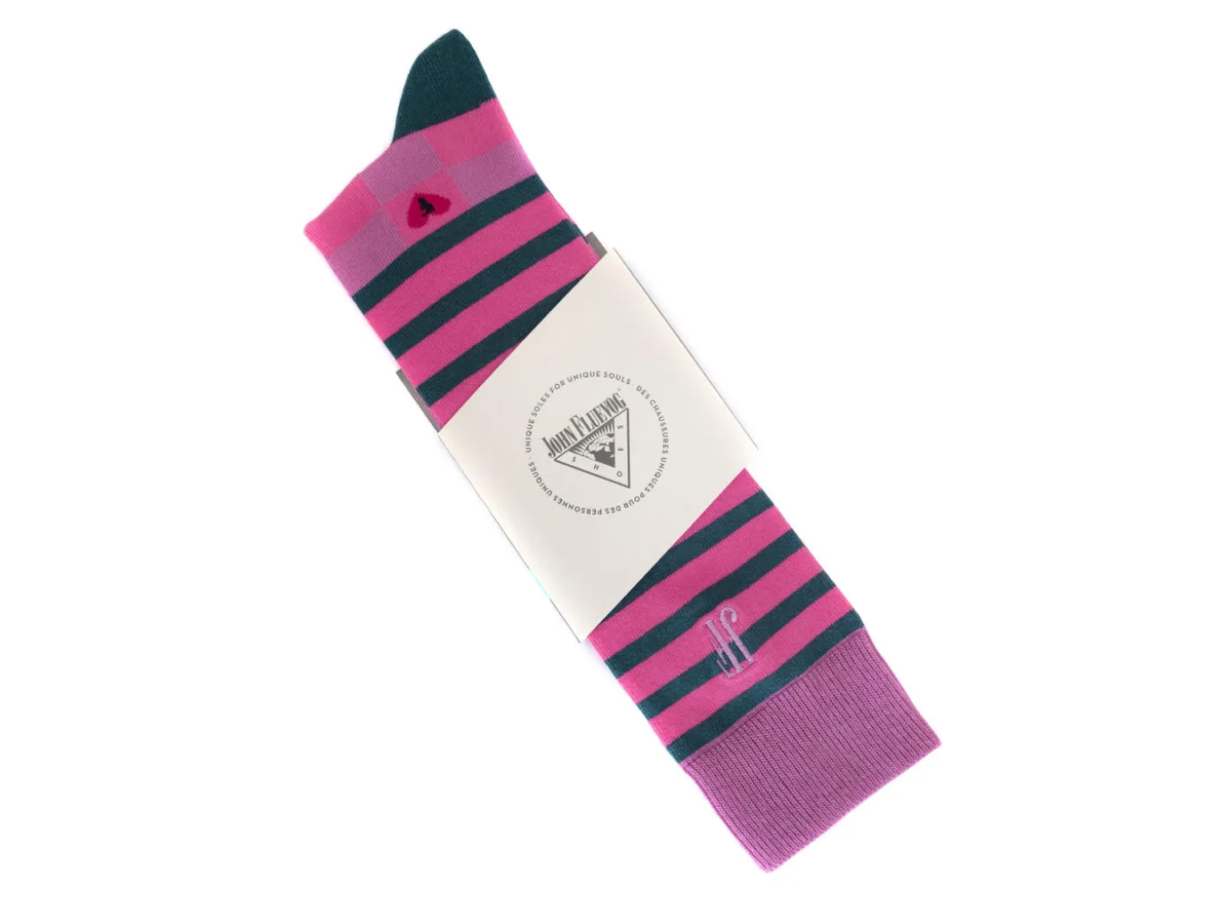 Fluevog Shoes Domino Vog Socks | Striped And Checkered Sock Pink/Blue Best