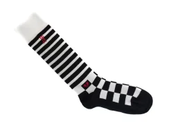 Fluevog Shoes Domino Vog Socks | Striped And Checkered Sock Black/White Store