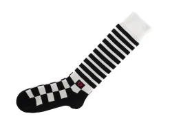 Fluevog Shoes Domino Vog Socks | Striped And Checkered Sock Black/White Store