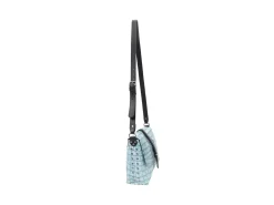Fluevog Shoes Donna | Leather Crossbody Bag Blue Croc Clearance