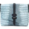 Fluevog Shoes Donna | Leather Crossbody Bag Blue Croc Outlet