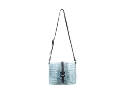 Fluevog Shoes Donna | Leather Crossbody Bag Blue Croc Outlet