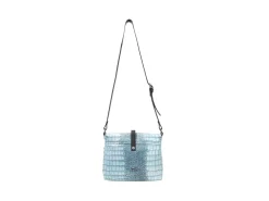 Fluevog Shoes Donna | Leather Crossbody Bag Blue Croc Outlet