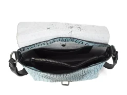 Fluevog Shoes Donna | Leather Crossbody Bag Blue Croc Outlet