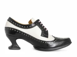 Fluevog Shoes Dr. Gunter | Brogued Lace-Up Heels Black/Beige Store