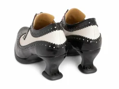 Fluevog Shoes Dr. Gunter | Brogued Lace-Up Heels Black/Beige Store