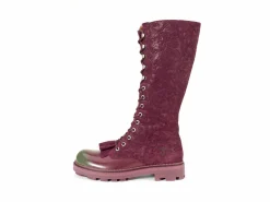 Fluevog Shoes Duffy | Tall Boot With Ruffled Tongue Purple/Green Outlet