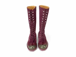 Fluevog Shoes Duffy | Tall Boot With Ruffled Tongue Purple/Green Outlet