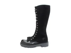 Fluevog Shoes Duffy | Tall Boot With Ruffled Tongue Black Best Sale