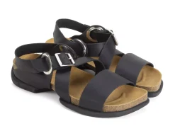 Fluevog Shoes Earley | Leather Strap Sandal Black Sale