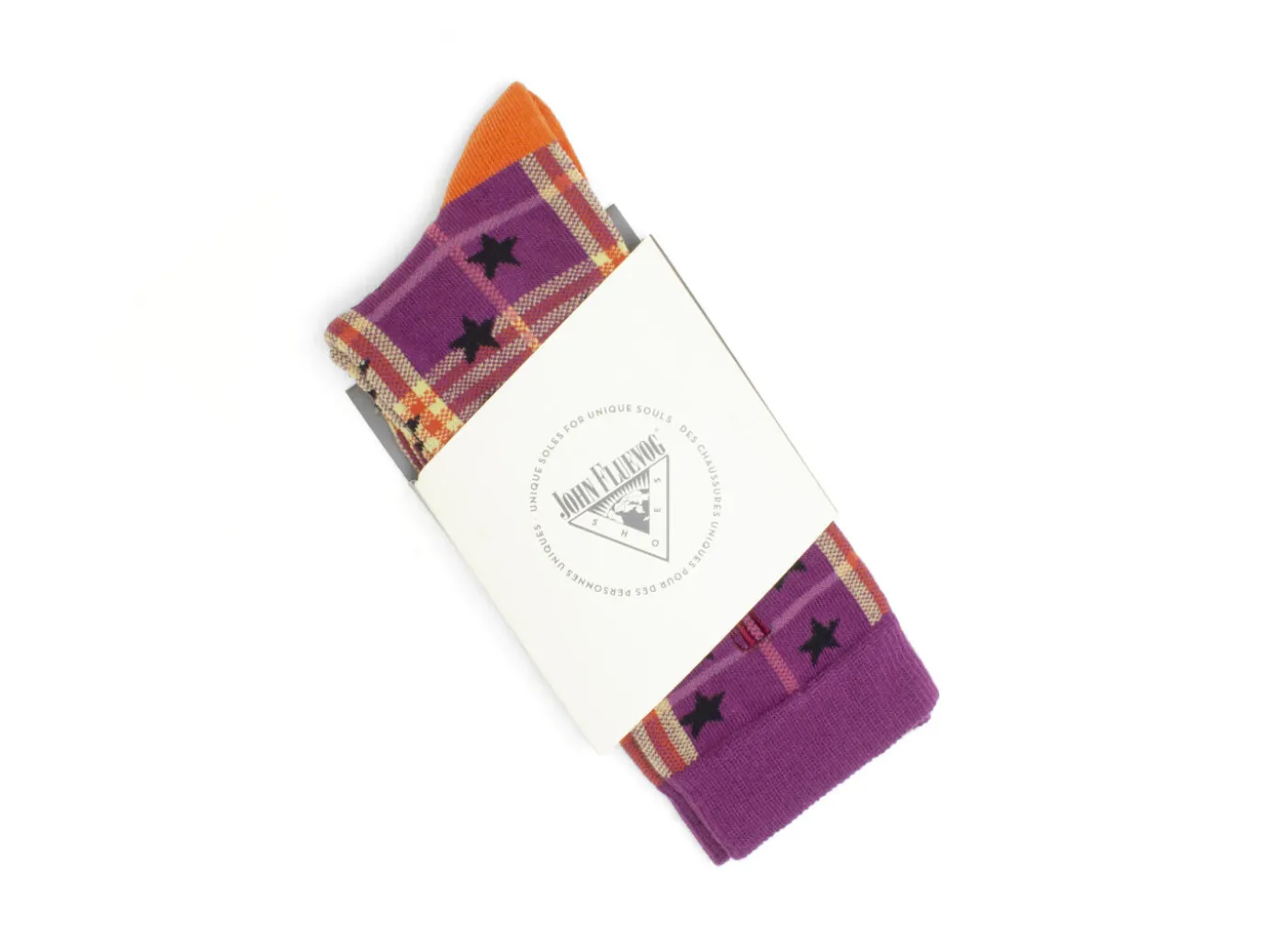 Fluevog Shoes Ebi Vog Socks | Plaid And Stars Sock Purple Best Sale