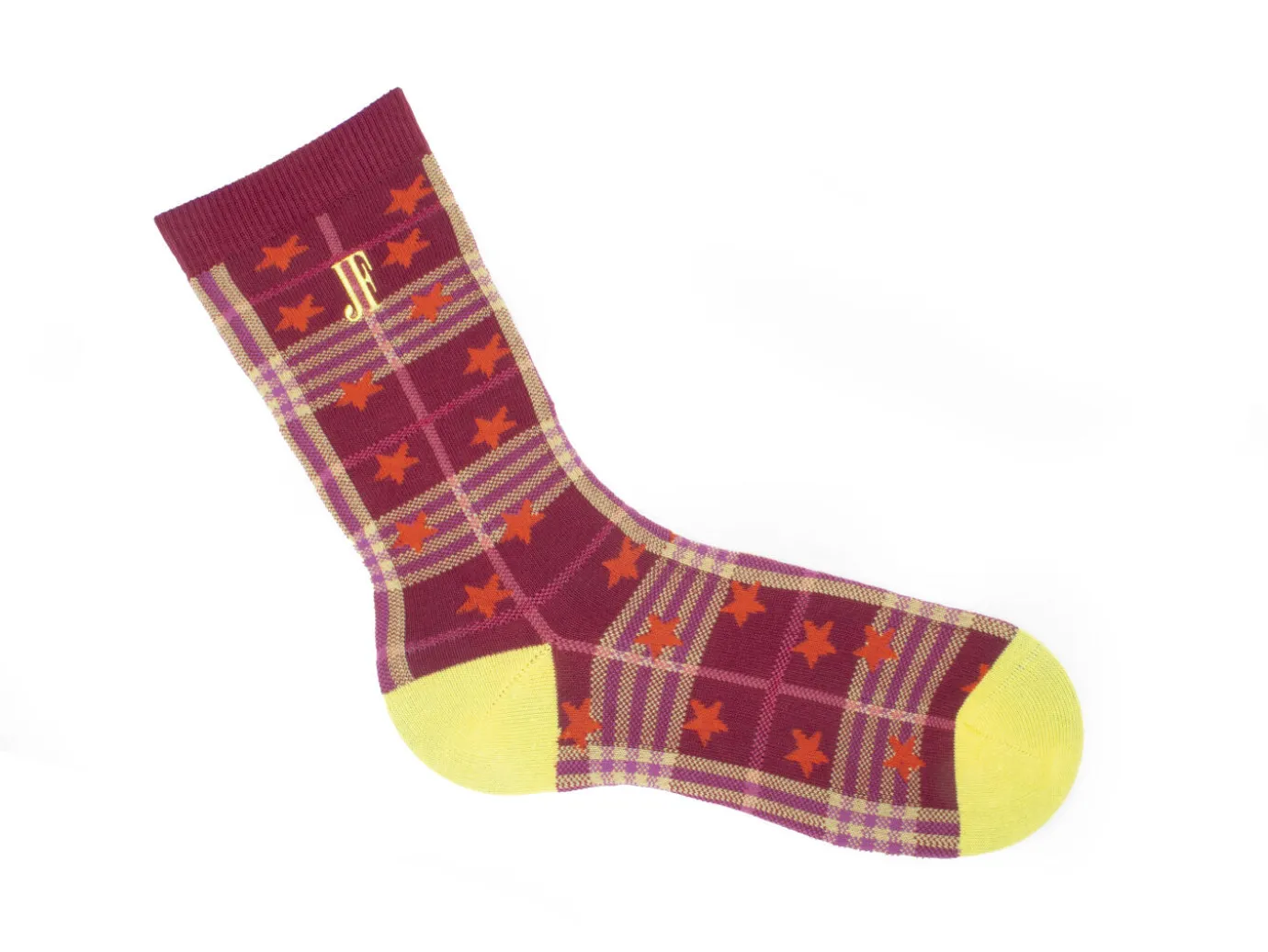 Fluevog Shoes Ebi Vog Socks | Plaid And Stars Sock Burgundy Cheap
