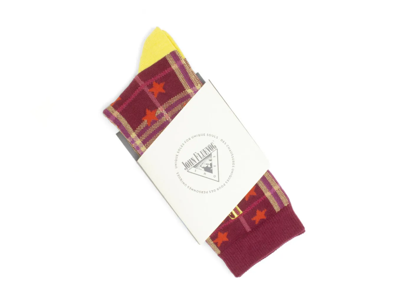 Fluevog Shoes Ebi Vog Socks | Plaid And Stars Sock Burgundy Cheap