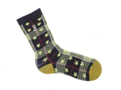 Fluevog Shoes Ebi Vog Socks | Plaid And Stars Sock Black Fashion