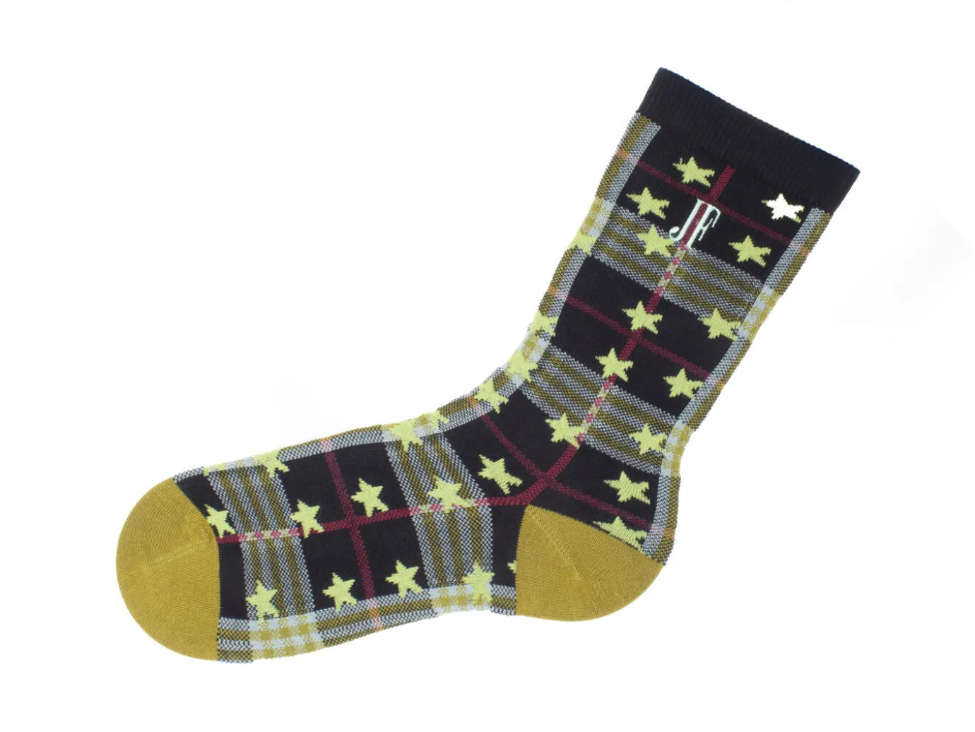 Fluevog Shoes Ebi Vog Socks | Plaid And Stars Sock Black Fashion