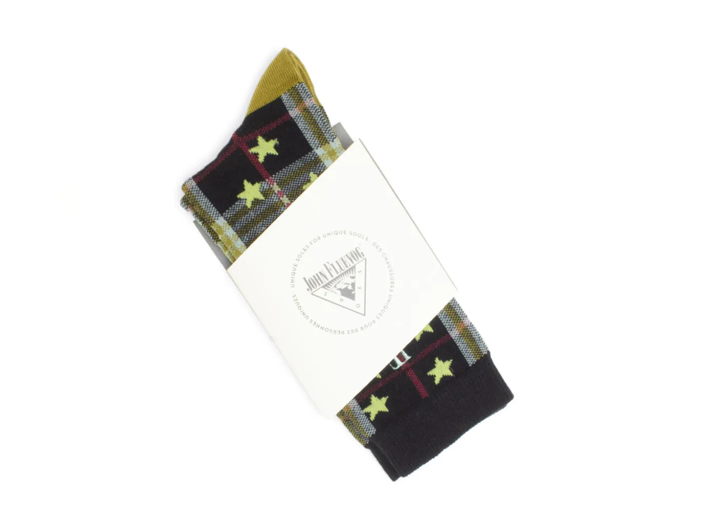 Fluevog Shoes Ebi Vog Socks | Plaid And Stars Sock Black Fashion