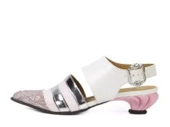 Fluevog Shoes Ellychnia | Strappy Slingback Heel Pink/Silver Clearance
