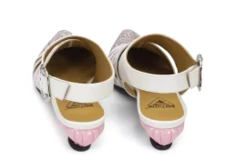 Fluevog Shoes Ellychnia | Strappy Slingback Heel Pink/Silver Clearance