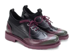Fluevog Shoes Felix | Wingtip Brogue With Neoprene Black/Purple Hot