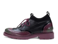Fluevog Shoes Felix | Wingtip Brogue With Neoprene Black/Purple Hot