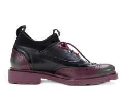 Fluevog Shoes Felix | Wingtip Brogue With Neoprene Black/Purple Hot