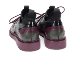 Fluevog Shoes Felix | Wingtip Brogue With Neoprene Black/Purple Hot
