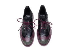 Fluevog Shoes Felix | Wingtip Brogue With Neoprene Black/Purple Hot