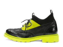 Fluevog Shoes Felix | Wingtip Brogue With Neoprene Black/Lime Hot