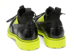 Fluevog Shoes Felix | Wingtip Brogue With Neoprene Black/Lime Hot