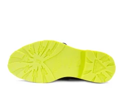Fluevog Shoes Felix | Wingtip Brogue With Neoprene Black/Lime Hot