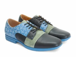 Fluevog Shoes Fuller | Colourblock Lace-Up Shoe Blue/Green/Black Cheap