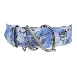 Fluevog Shoes Gawain Belt | Wide Waist Belt Blue Graffiti New