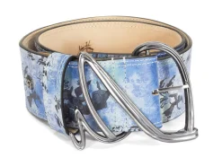 Fluevog Shoes Gawain Belt | Wide Waist Belt Blue Graffiti Hot
