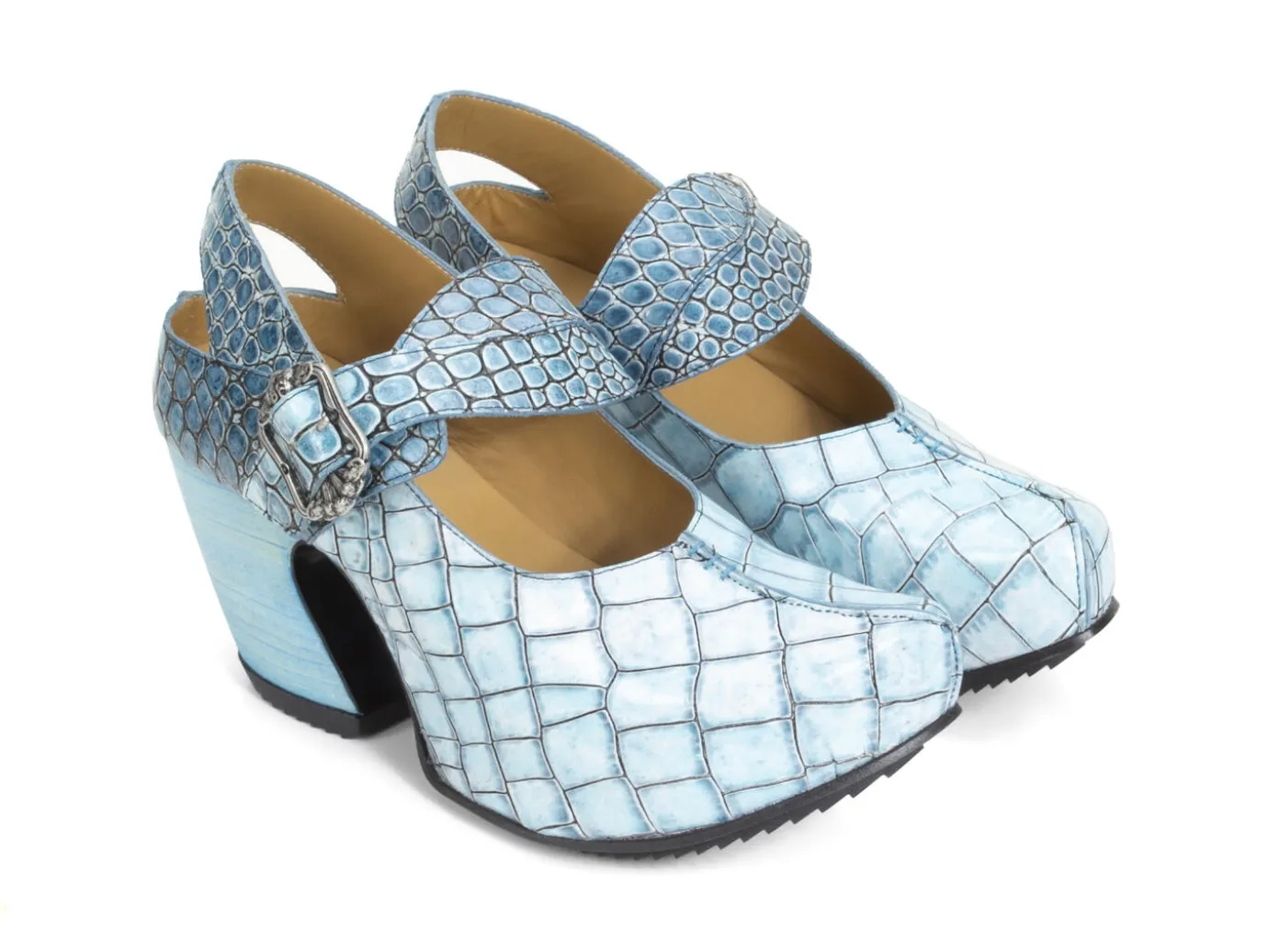 Fluevog Shoes Generator | Platform Slingback Heel Blue Croc Sale