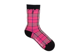 Fluevog Shoes Hazel Vog Socks | Knit Plaid Sock Pink Cheap