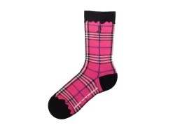 Fluevog Shoes Hazel Vog Socks | Knit Plaid Sock Pink Cheap